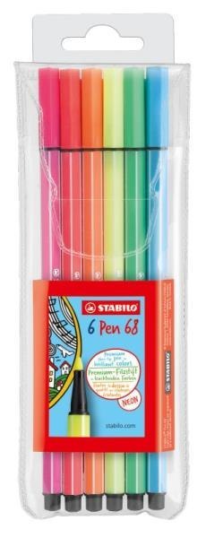 Flamastry STABILO Pen 68 neon etui 6 szt 6806-1