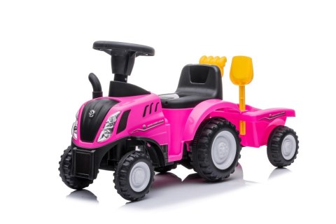 Jeździk pchacz chodzik traktor z przyczepą New Holland różowy