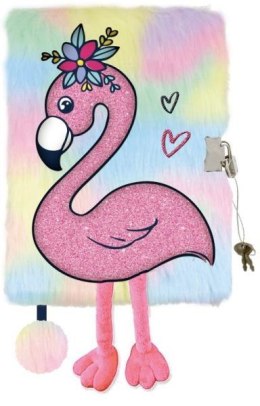 Pamiętnik z kłódką 3D włochacz A5 96k My Little Friend Tropical flamingo
