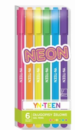 Długopisy żelowe 6 kolorów neonowe INTERDRUK cena za 1op