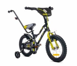 Rowerek dla chłopca 14 cali Tiger Bike z pchaczem czarno - żołto - szary