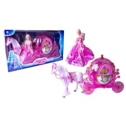 Kareta z lalką i koniem różowa 1006957 lalka koń