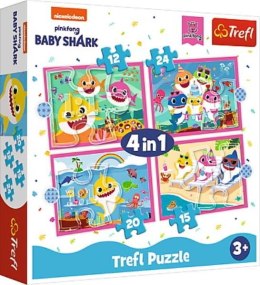 TREFL 34378 Puzzle 4w1 Rodzina Rekinów