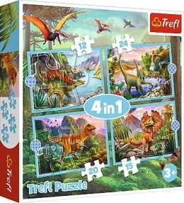 TREFL 34609 Puzzle 4w1 Wyjątkowe dinozaury