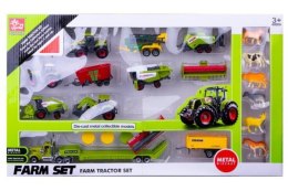 Zestaw Farma 6 pojazdów traktor, kombajn metal 6187