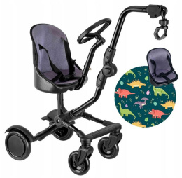 SIDE RIDER Dostawka boczna z siedziskiem mocowana do wózka + poduszka / wkładka Dinozaury
