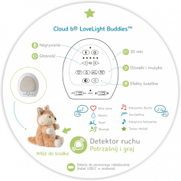 Cloud b® Love Light Buddies Finley Fawn™ - Szumiąca Sarenka z czujnikiem ruchu i pozytywką