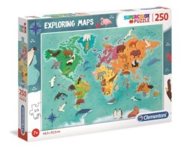 Clementoni Puzzle 250el Mapa świata Zwierzęta 29063