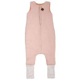 Hi Little One - ocieplany śpiworek dwustronny piżamka z nogawkami z organicznej BIO bawełny muślin BLUSH/SALMON roz M