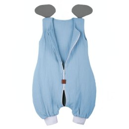 Hi Little One śpiworek do spania z nogawkami dla Niemowlaka TOG 1,0 BIO muślin ELEPHANT Baby Blue/Gray roz S