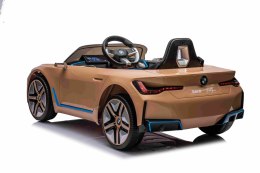 Autko BMW i4 na akumulator dla dzieci Złoty + Wolny Start + EVA + Ekoskóra + Audio LED + Pilot