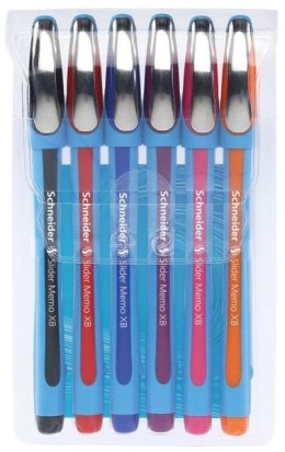Długopisy SCHNEIDER Slider Memo, XB, 6 kolorów