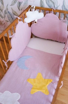 Hi Little One kołderka mata do zabawy z oddychającej organicznej BIO bawełny DAY & NIGHT Baby Pink