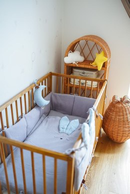 Hi Little One poszewka na pościel dla niemowląt z oddychającej organicznej BIO bawełny SLEEPY BUNNY Grey/Baby Blue