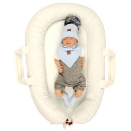 Pom Pom - komplet niemowlęcy czapka z bandanką ALPACA BOHO BLUE S