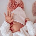 Pom Pom - komplet niemowlęcy czapka z bandanką ALPACA BOHO Dark Pink S