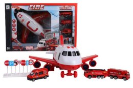 Samolot transporter Straż pożarna + małe autka i akcesoria 8309