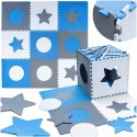 Puzzle piankowe mata dla dzieci 180x180cm 9 elementów szara niebieska biała