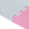 Puzzle piankowe mata dla dzieci 180x180cm 9 elementów szara różowa biała