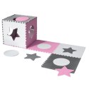 Puzzle piankowe mata dla dzieci 180x180cm 9 elementów szara różowa biała
