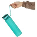 Butelka na wodę bidon ze słomką uchwytem miarką motywacyjną na siłownię 1l zielona