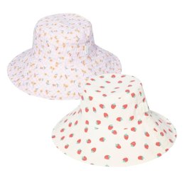 Rockahula Kids dwustronny kapelusz przeciwsłoneczny dla dziewczynki TRUSKAWKI 3-6 lat