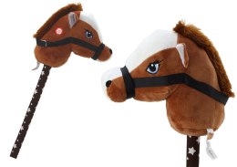 Pluszowa Głowa Konia Na Kiju Hobby Horse Koń Krótkowłosy Ciemnobrązowy Dźwięki