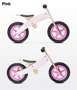 Drewniany rowerek biegowy WOODY Toyz pink
