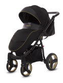 MOMMY Gold Magic 3w1 BabyActive wózek głęboko-spacerowy + fotelik samochodowy Kite 0-13kg - 15 Gold czarny stelaż