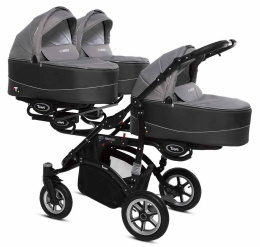 TRIPPY PREMIUM 3w1 BabyActive wózek dla trojaczków głęboko-spacerowy z potrójnym nosidłem - 09 Silver