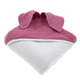 Hi Little One - Ręcznik z kapturem 100 x 100 BUNNY hooded bath towel Baby Pink Dark