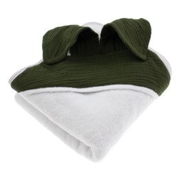 Hi Little One - Ręcznik z kapturem 100 x 100 BUNNY hooded bath towel Green Hunter