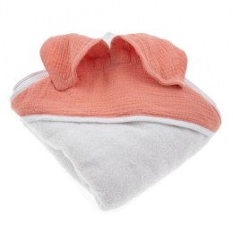 Hi Little One - Ręcznik z kapturem 100 x 100 BUNNY hooded bath towel Salmon