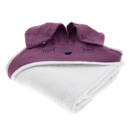 Hi Little One ręcznik okrycie kąpielowe z kapturem 100x100 cm SLEEPY BUNNY Lavender