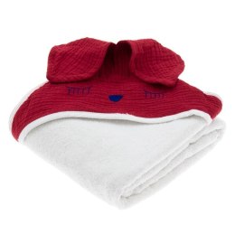 Hi Little One ręcznik okrycie kąpielowe z kapturem 100x100 cm SLEEPY BUNNY Strawberry