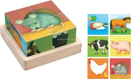 Baby&More Klocki drewniane - puzzle 4 szt Zwierzęta 3l+