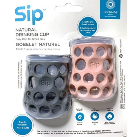 CogniKids Sip® - Natural Drinking Cup 2 sensoryczne kubeczeki do nauki picia dla niemowląt Slate/Blush