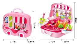 Kuchnia dla dzieci na akcesoriami walizka różowa autko
