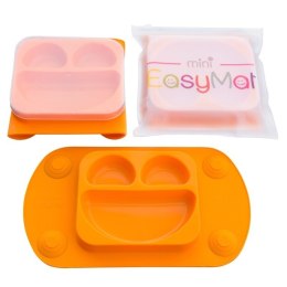 EasyTots silikonowy talerzyk trójdzielny z matą i lunchbox EasyMat Mini 2in1 ORANGE