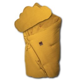Hi Little One kołderka rożek z podusią z oddychającej organicznej BIO bawełny Mustard