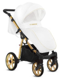 MOMMY GLOSSY White 3w1 BabyActive wózek głęboko-spacerowy + fotelik samochodowy Kite 0-13kg - Mgw 01 Gold