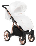 MOMMY GLOSSY White 3w1 BabyActive wózek głęboko-spacerowy + fotelik samochodowy Kite 0-13kg - Mgw 02 Rose Gold