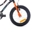Rowerek dla chłopca 14 cali Tiger Bike z pchaczem czarny & pomarańczowy & turkusowy