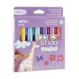 Farby w kredce Apli Kids - 6 pastelowych kolorów