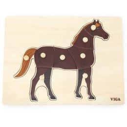 VIGA Drewniane Puzzle Montessori Koń z Pinezkami