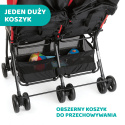 OHLALA TWIN CHICCO Podwójny, lekki wózek spacerowy 8kg - PAPRIKA