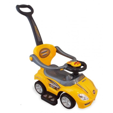 BABY MIX 45840 Jeździk z rączką 3w1 Mega Car żółty