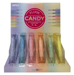 Markery fluorescencyjne z podwójną końcówką Apli Kids - Candy 36 szt. DISPLAY