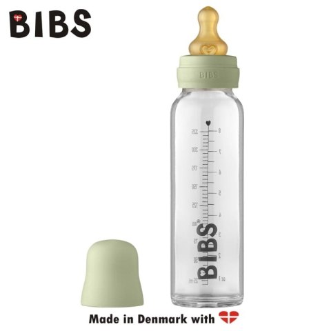 BIBS BABY GLASS BOTTLE SAGE Antykolkowa Butelka Szklana dla Niemowląt 225 ml