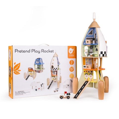 CLASSIC WORLD Drewniana Rakieta Domek dla Dzieci + Figurki Akc. CLASSIC WORLD Drewniana Rakieta Domek dla Dzieci + Figurki Akc.